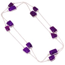 Purple Crack Crystal Handmade Gemstone Fashion Necklace Jewelry 36&quot; SA 3212 - £7.18 GBP