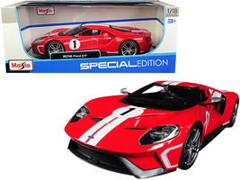2018 Ford GT #1 Red w White Stripes Heritage Special Edition 1/18 Diecast Car Ma - $58.29