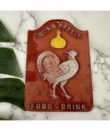 Vintage Cock &amp; Bottle Food Drink Metal Wall Sign Plaque Chicken Red Joke... - $27.06 CAD