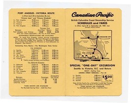 Canadian Pacific British Columbia Coast Steamship Service Schedules &amp; Fa... - £14.24 GBP