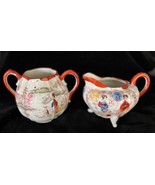 Vintage Porceiain Sugar Creamer on 3 Legs Geisha Girls Design Japan Hand... - $561.02 MXN