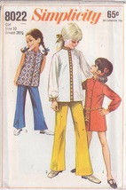 Simplicity 8022 Size 10 Pattern Child&#39;s Mini Dress, Top, Bell Bottom Pants Uncut - £2.38 GBP