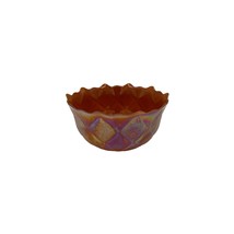 Caramel Colored Carnival Glass 7 in Bowl Diamond Pattern Iridescent - $29.69