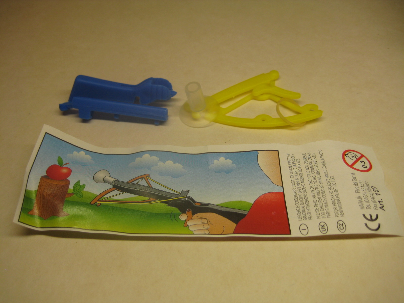 Maraja - Art 120 Crossbow - blue/yellow + paper - Surprise egg - $1.50