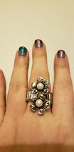 Paparazzi Ring (one size fits most) (new) FLOWER ENCASED PEARLS WHITE RING - $7.61