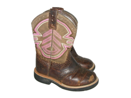 Ariat Girls 4LR FatBaby Leather Cowgirl Boots Western Brown Pink Size 9C Used - £18.64 GBP