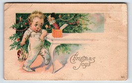 Christmas Postcard Boy Child With Jack In The Box Toy X-mas Tree 1921 Series 501 - £7.46 GBP