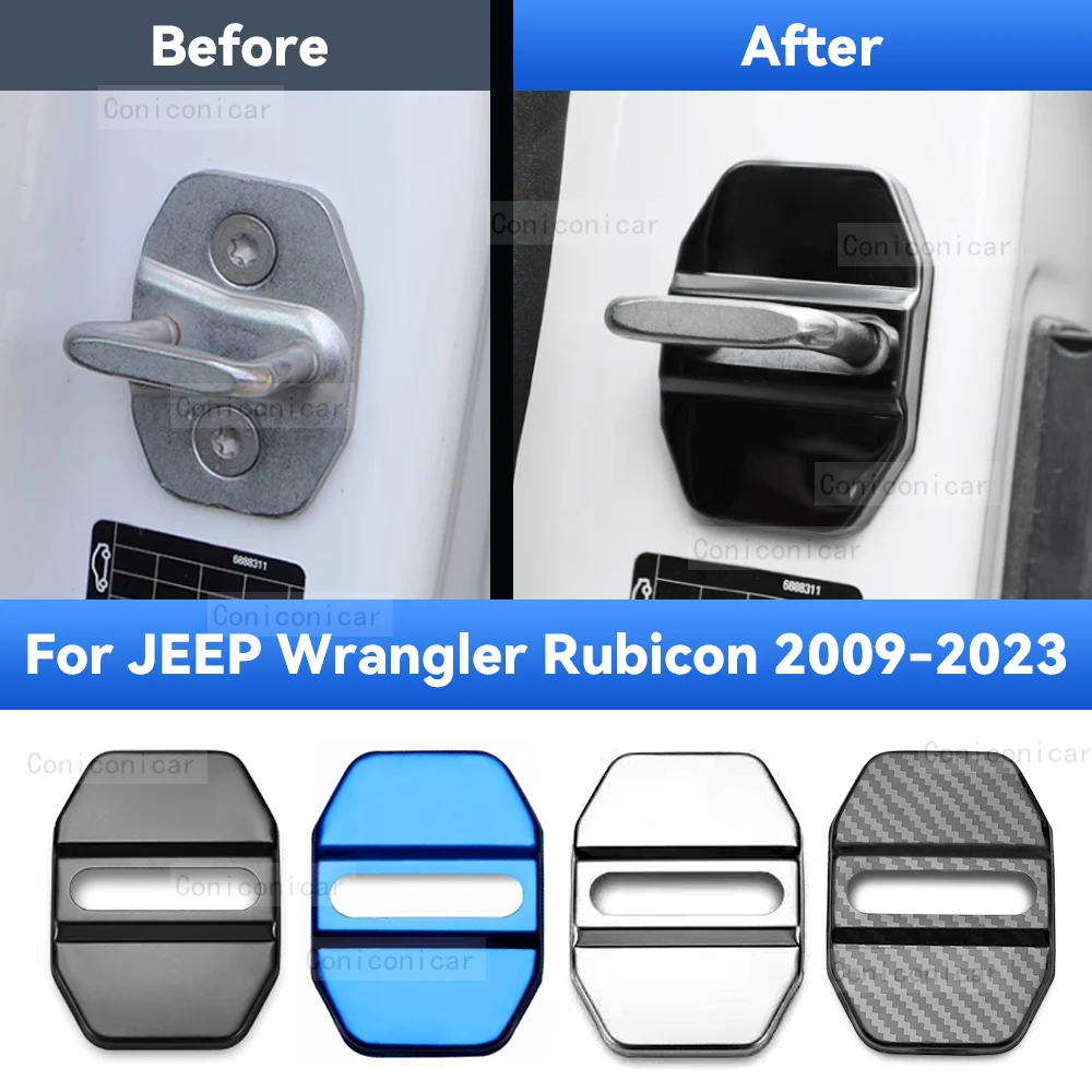 Car Door Lock Protector Cover Stainless Steel For JEEP Wrangler Rubicon - £18.46 GBP