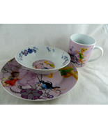 Disney Fairies Porcelain Dish Set:Cup Bowl &amp; Plate 3 piece Child size Ex... - $17.17 CAD