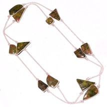 Unakite Gemstone Christmas Gift Necklace Jewelry 36&quot; SA 2325 - £6.22 GBP