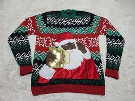 Xmas Christmas Moscow Mule Pocket Black African American Santa Claus M Sweater - £12.10 GBP