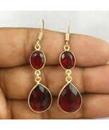 925 Sterling Silver Ruby Silver/ Gold / Rose Gold Plated Bezel Earrings ... - $54.37+