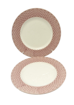 Pier 1 Embossed Pink Basket Weave White Center 8 1/4&quot; Salad Plates Two Italy - £18.01 GBP