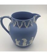 Wedgwood Blue/White Relief Jasperware Pitcher/Jug Matte Neoclassical Fig... - £116.45 GBP