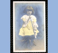 1907 antique PHOTO PC GIRL SMOKING PIPE,clay HAND COLORED glochnauer - £27.25 GBP