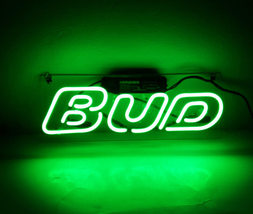 Handmade &#39;BUD&#39; Cocktail Art Light Banner Beer Bar Pub Decor Neon Sign 14&quot;x9&quot; - £55.33 GBP