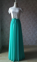 Blue Green Maxi Chiffon Skirt Outfit Women Custom Plus Size Chiffon Maxi Skirt image 6