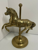 Vintage Brass Carousel Horse 6.5 Inch Tall Figurine Figure Decor - £11.37 GBP