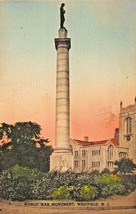 Westfield New Jersey~World War 1 Monument~Art Photo TINTED~1938 Postcard - £7.65 GBP