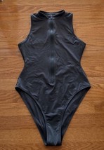 Skims Women&#39;s Zip-Front One-Piece Swimsuit Gunmetal Size M/Medium sleeve... - £45.18 GBP