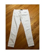 Juicy Jean Couture White Denim Lace-Up Waist Cropped Jeans Size 28 - $38.11 CAD