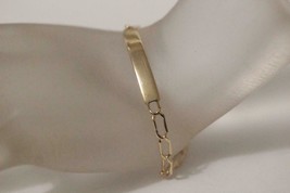 Fine 14K Yellow Gold Rectangle Open Link Baby ID Bracelet 5.5&quot; Long 4.7 Grams - £257.33 GBP
