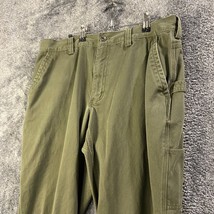 Duluth Trading Jeans Mens 34W 27L 34x27 Green Carpenter Work Pants Rugge... - $13.89
