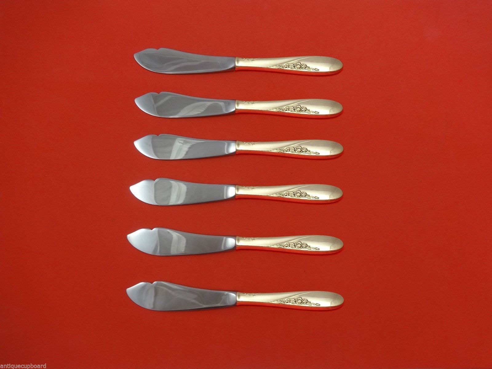 Rose Spray by Easterling Sterling Silver Trout Knife Set 6pc Custom Made 7 1/2" - $424.71