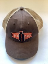 Oly Stubby Beer Hat Est. 1936 Adult Adjustable Brown &amp; Tan Baseball Cap Hat Dad - £11.73 GBP