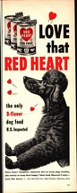 1951 Cute POODLE Puppy Dog Loves RED HEART Dog Food VINTAGE AD d4 - $23.18