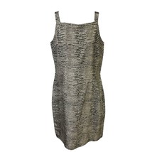 Robbie Bee Dress Silk Champagne Gold Snake Print Sleeveless Size 6 Lined VTG 90s - £10.06 GBP