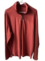 Merona Shirt Men Size Large Orange Long Sleeve Mocked Kneck Pullover Quarter Zip - £13.18 GBP