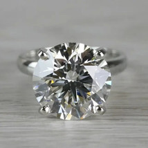 5Ct Round Cut Natural Moissanite Solitaire Engagement Ring 14K White Gold Plated - £152.46 GBP