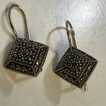 HAN THAI 925 Sterling Silver Marcasite 1” Dangle Drop Earrings - $27.67