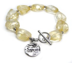Sterling Silver Love Charm Citrine Nuggets Toggle Bracelet, 8.5&quot; - £28.86 GBP