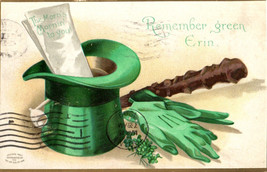 Clapsaddle St Patrick&#39;s Day Postcard Remember The Green Erin Top Hat Gloves - £7.78 GBP