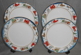 Set (4) American Atelier Winter Village Pattern Dinner Plates - £31.13 GBP