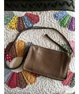 Vintage Coach Leather Slim Zip Bag Crossbody Taupe Pre-1994 - $149.41 CAD