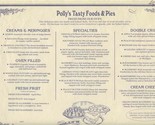 Polly&#39;s Tasty Foods &amp; Pies Menu / Placemat 1992 Southern California  - $17.82