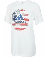 Adidas Boys&#39; Soccer Ball Graphic T-Shirt, White, Size Large(14-16), 9875-1 - £9.89 GBP