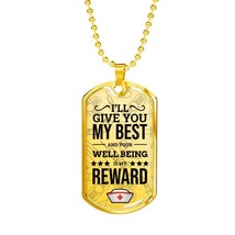 My Best Nurse Necklace Stainless Steel or 18k Gold Dog Tag 24&quot; Chain - £38.11 GBP+