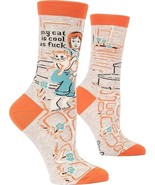 Blue Q Women&#39;s Funny Crew Socks My CAT is Cool as F**k Women shoe size 5... - $18.98 CAD