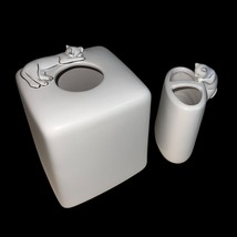 Off White Ceramic Bathroom Set Tissue Box Cube Toothbrush Holder Kitty C... - $734.63 MXN