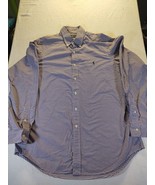 Ralph Lauren Shirt Mens L Blue Micro Gingham Custom Fit Long Sleeve Butt... - $17.49