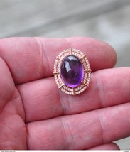 Amethyst Ring Size 7 set in Gold Plated Setting Stamped .925. A 15 cwt Cabochon. - £78.17 GBP