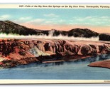 Falls at Big Horn Hot Springs Thermopolis Wyoming WY UNP Linen Postcard S13 - $6.20