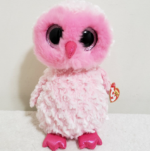 Ty TWIGGY -Pink/Fuchsia Fluffy Snow Owl Medium 10” Beanie Boo Buddy! - £7.60 GBP