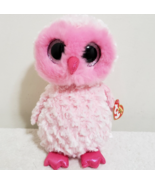 Ty TWIGGY -Pink/Fuchsia Fluffy Snow Owl Medium 10” Beanie Boo Buddy! - £7.58 GBP