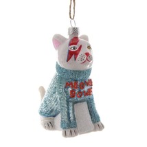 MEOWIE BOWIE ORNAMENT 3.75&quot; Glass Kitty Cat David Lightining Bolt Christ... - £15.65 GBP