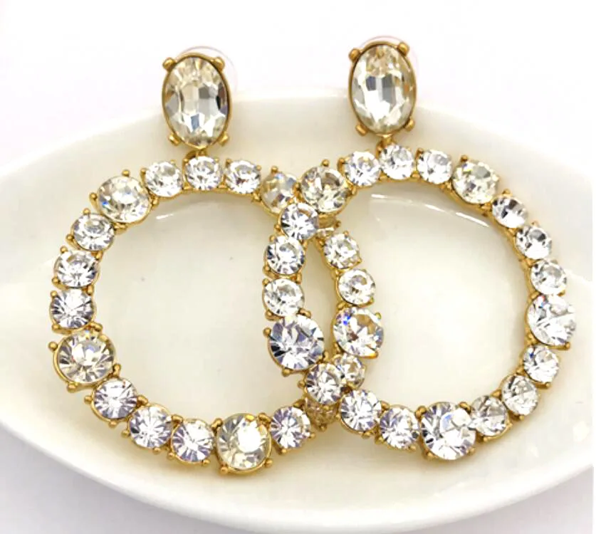 New high-end light luxury temperament colorful crystal earrings earrings women's - $56.81